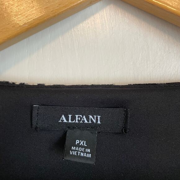 Alfani Black Velvet Burnout Surplice Wrap Top long sleeve solid stretch XLp - Picture 6 of 7